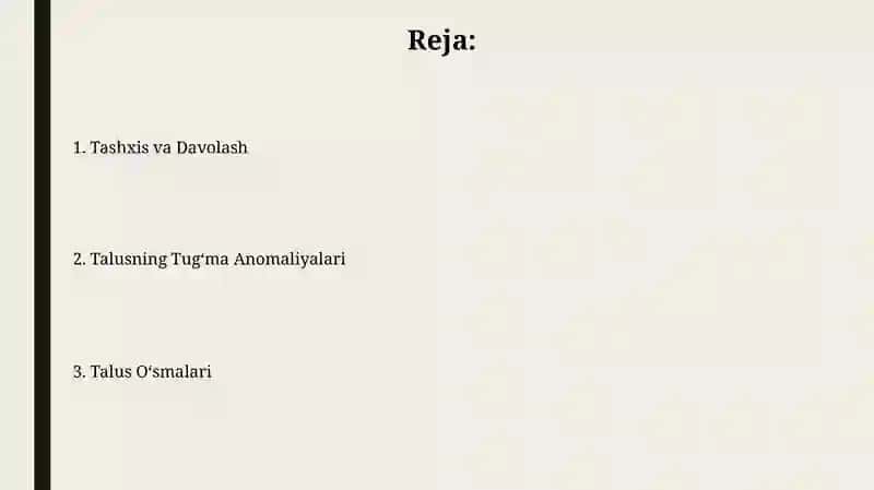 Taluqning tug'ma anomaliyalari va o'smalari 2