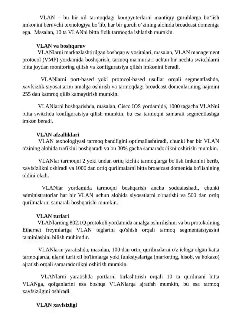 VLAN (Virtual Local Area Network) va uning afzalliklari 2