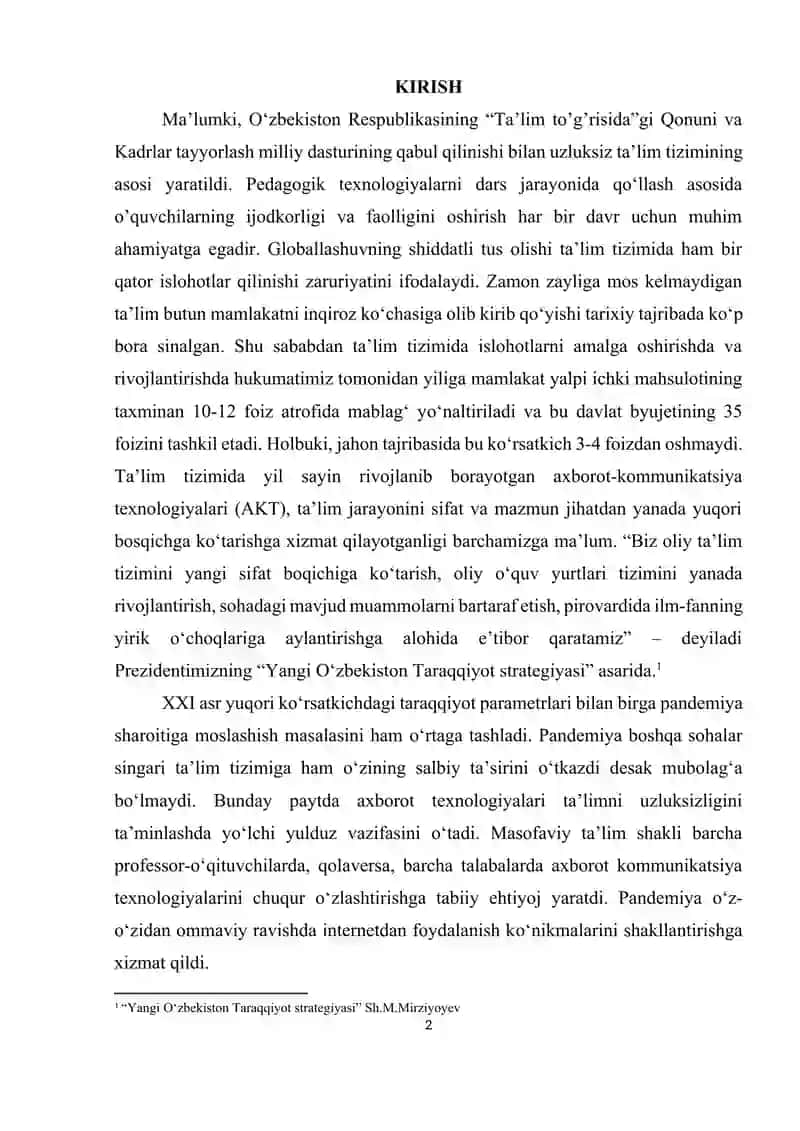 “Professional ta'limda mutaxasislik fanlarini o'qitishda zamonaviy axborot texnologiyalaridan foydalanish” mavzusida tayyorlagan 2