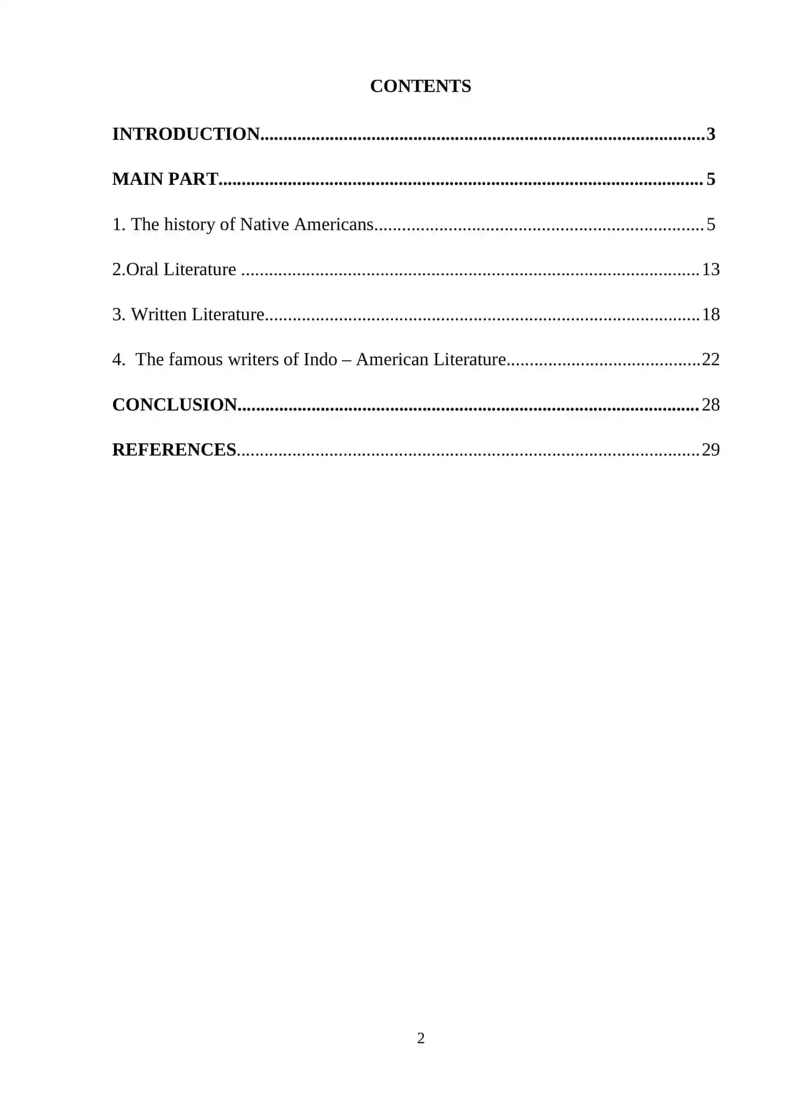 Indo - American Literature Course Work 2