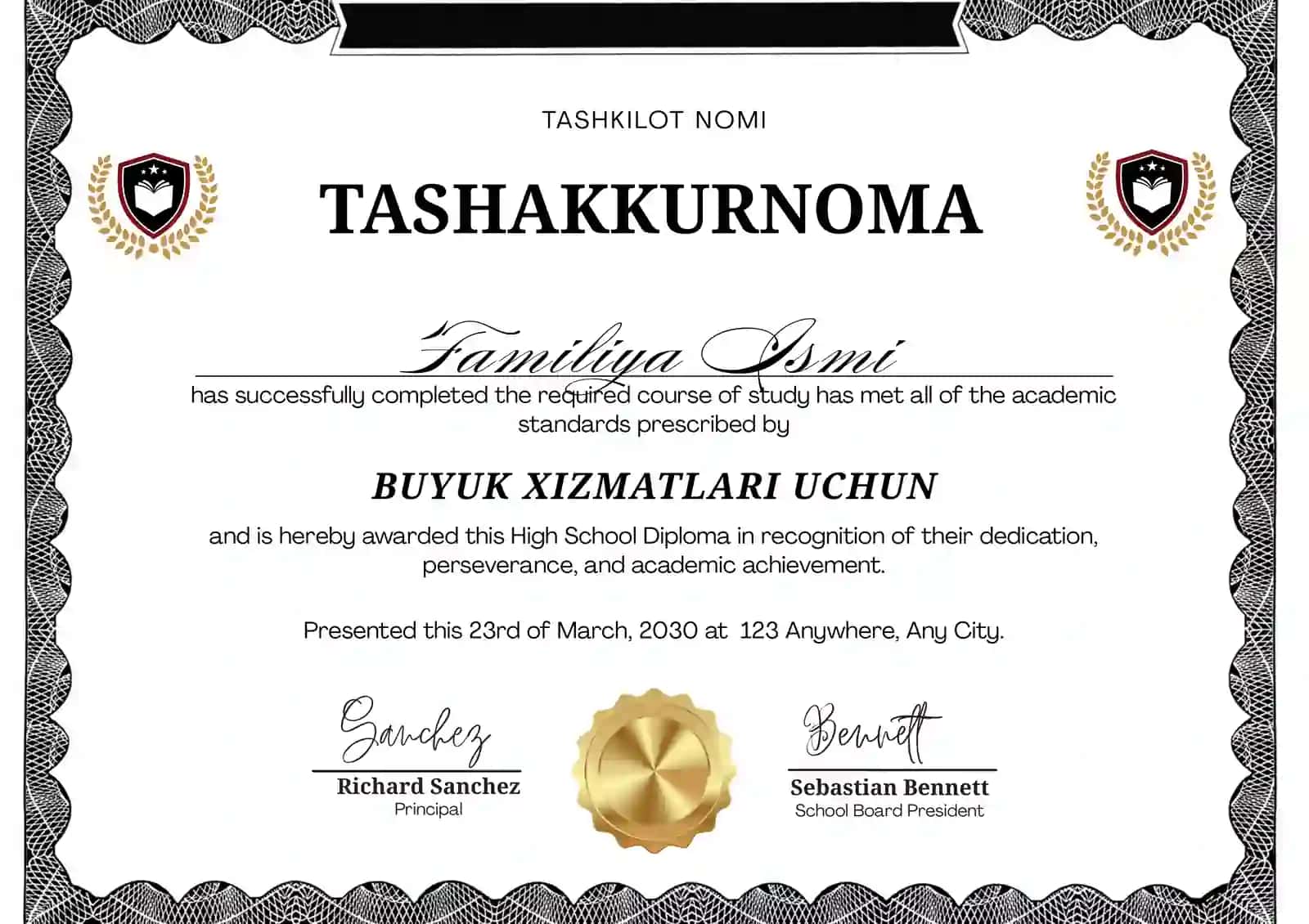 Tashakkurnoma 2