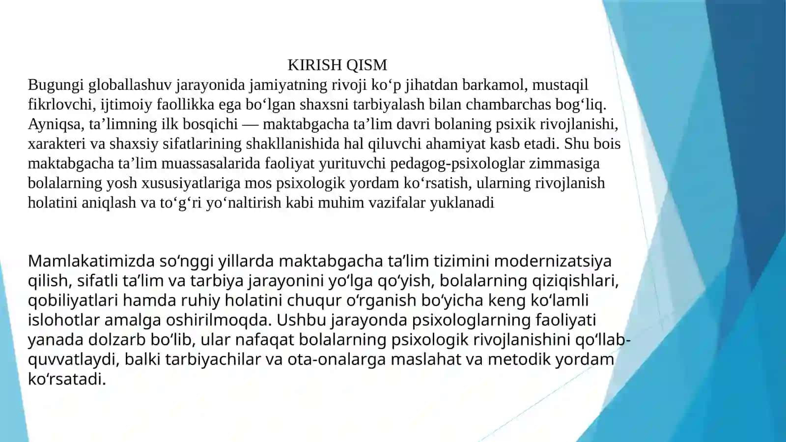 Maktabgacha ta’lim muassasasida psixolog faoliyati 2