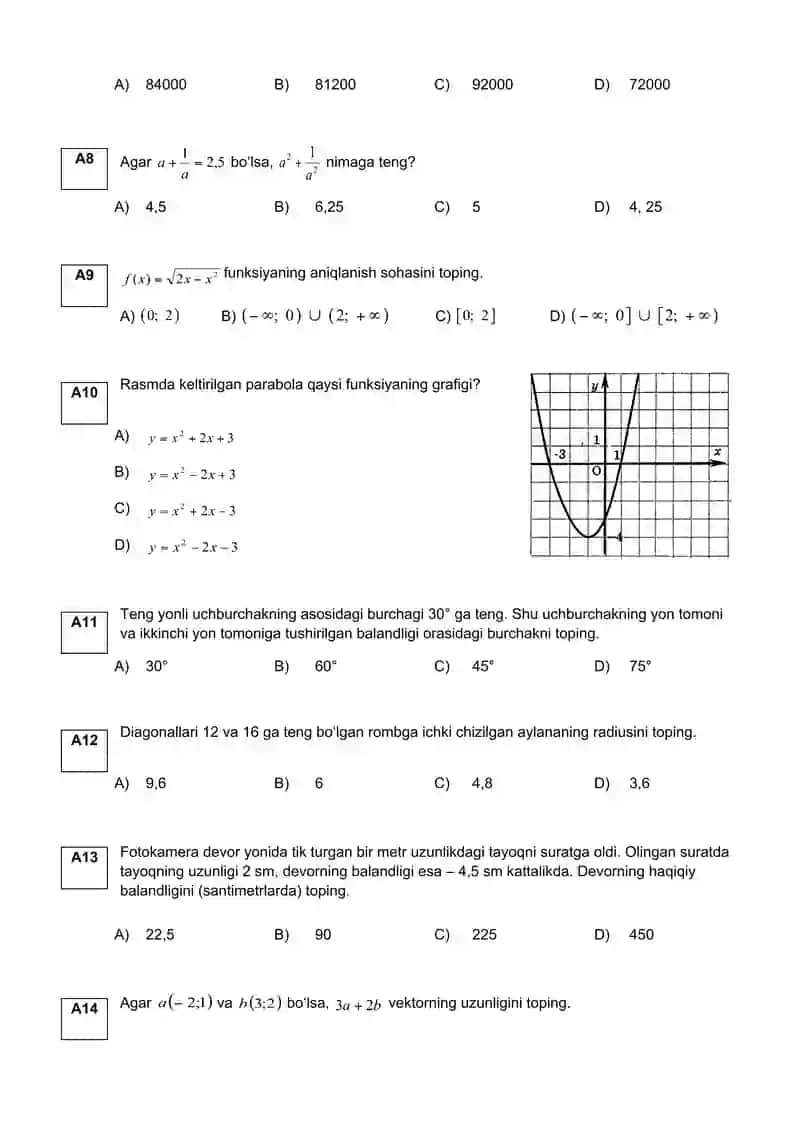 Matematikadan Olimpiada savollari 2