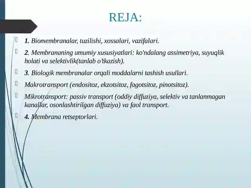 Biomembranalar. Membrana retseptorlari 2