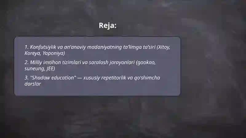 Osiyo davlatlari taʼlim tizimining oʻziga xos va farqli jihatlari 2