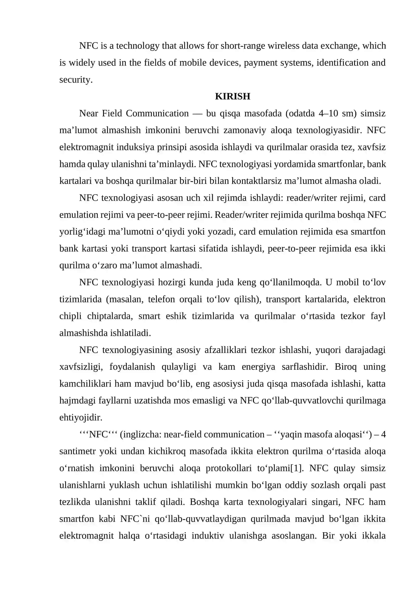 NFC (NEAR FIELD COMMUNICATION) TEXNOLOGIYASI 2