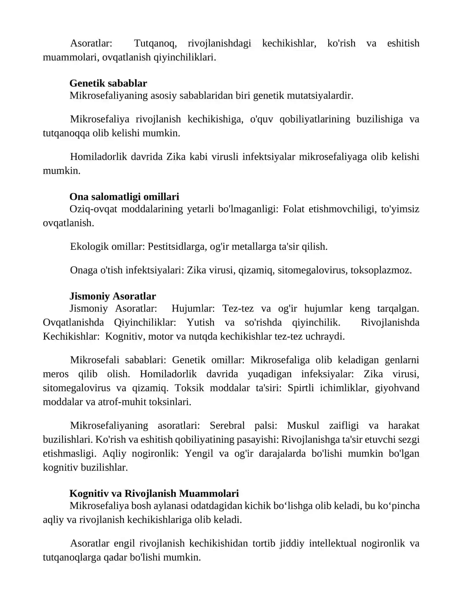 Mikrosifaliyaning kelib chiqish sabablari va asoratlari 2