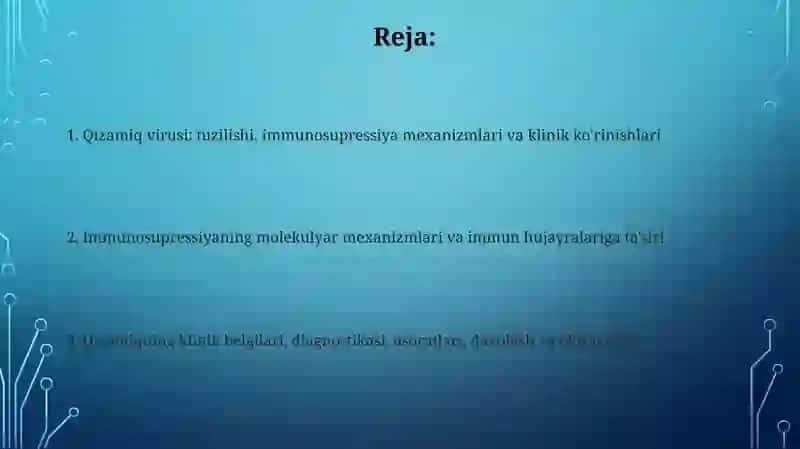 Qizamiq virusi: immunosupressiya mexanizmi va klinikasi 2