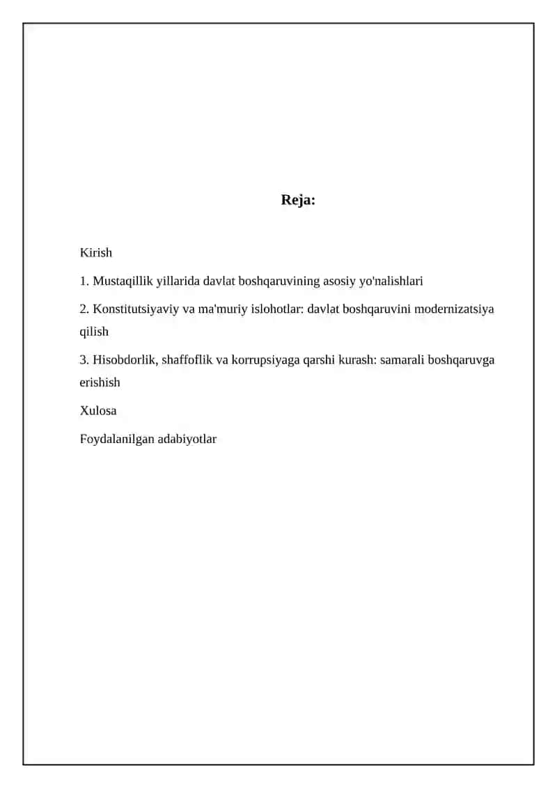 Mustaqillik yillarida davlat boshqaruvi islohotlari 2