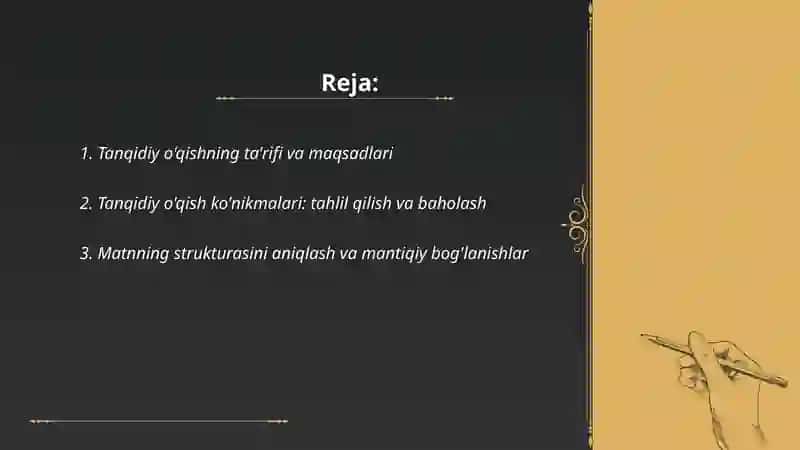 Tanqidiy o'qish va samarali amalga oshirish omillari 2