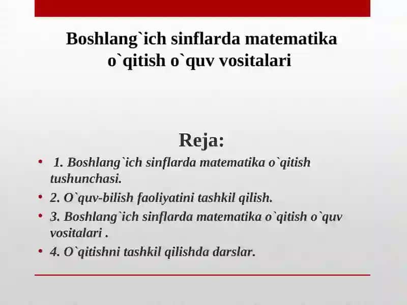 Boshlang'ich sinflarda matematika o'qitish o'quv vositalari 2