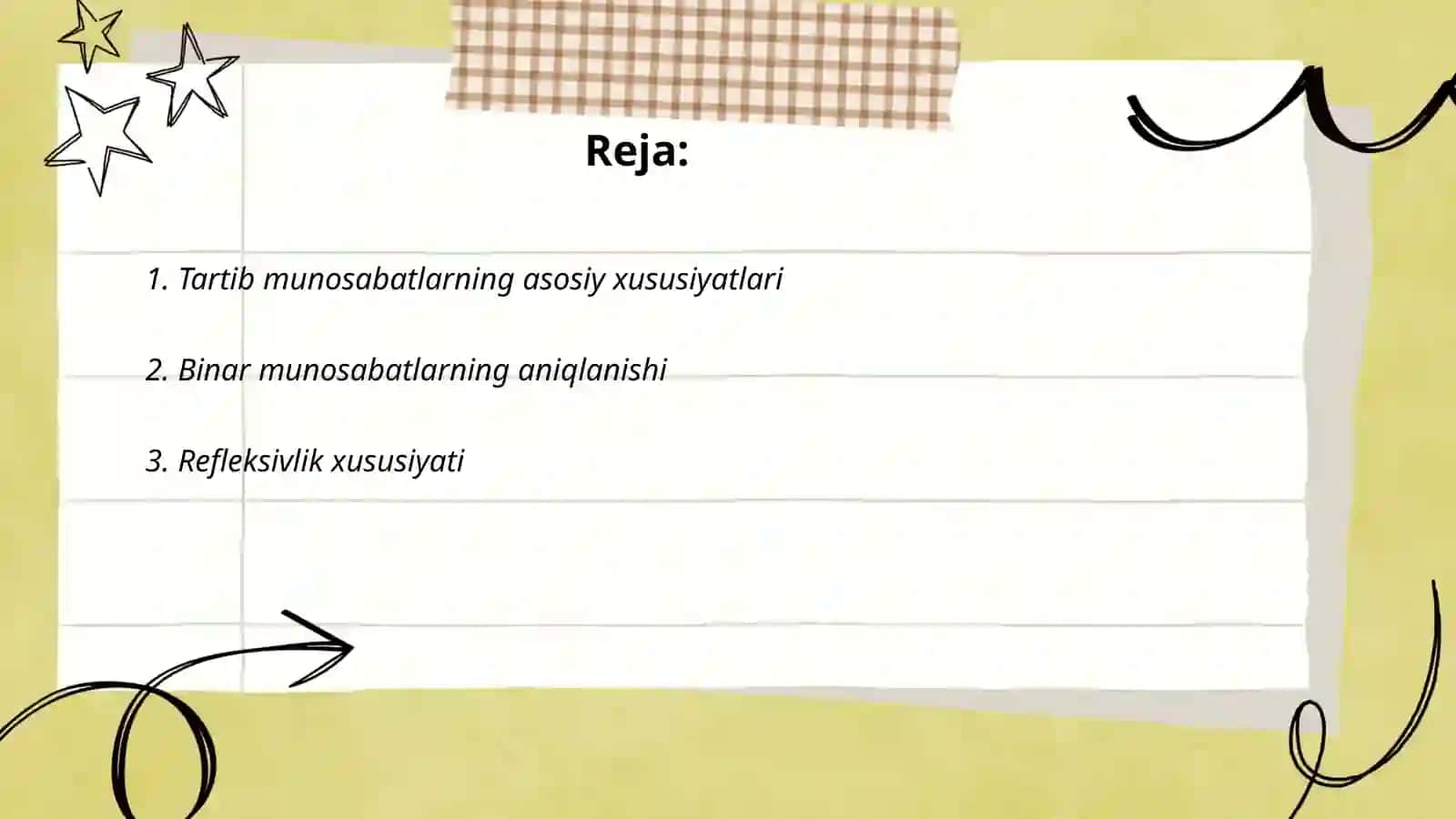 Tartib va binar munosabatlari 2