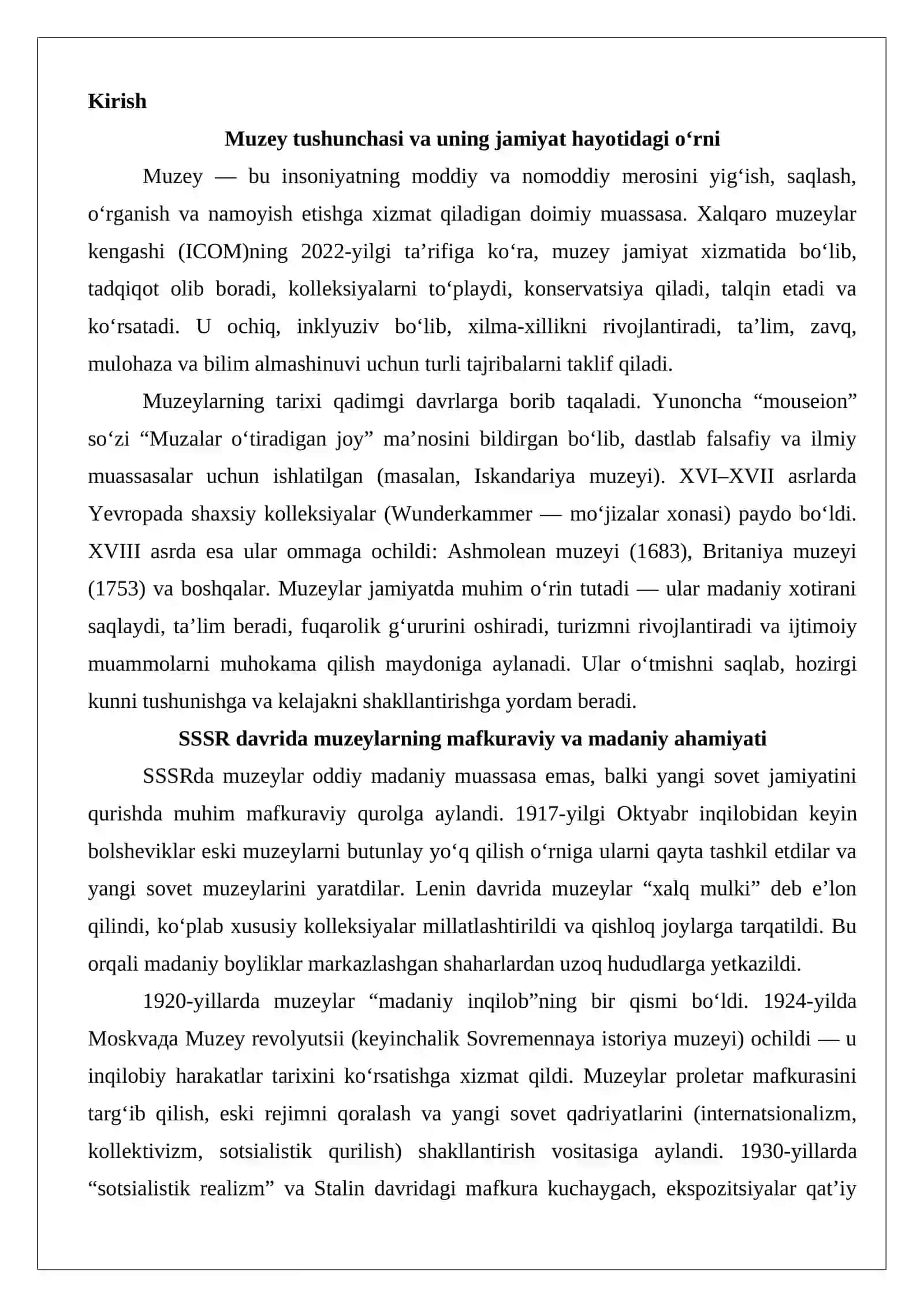 SSSR muzeylarining shakllanishi va taraqqiyoti 2
