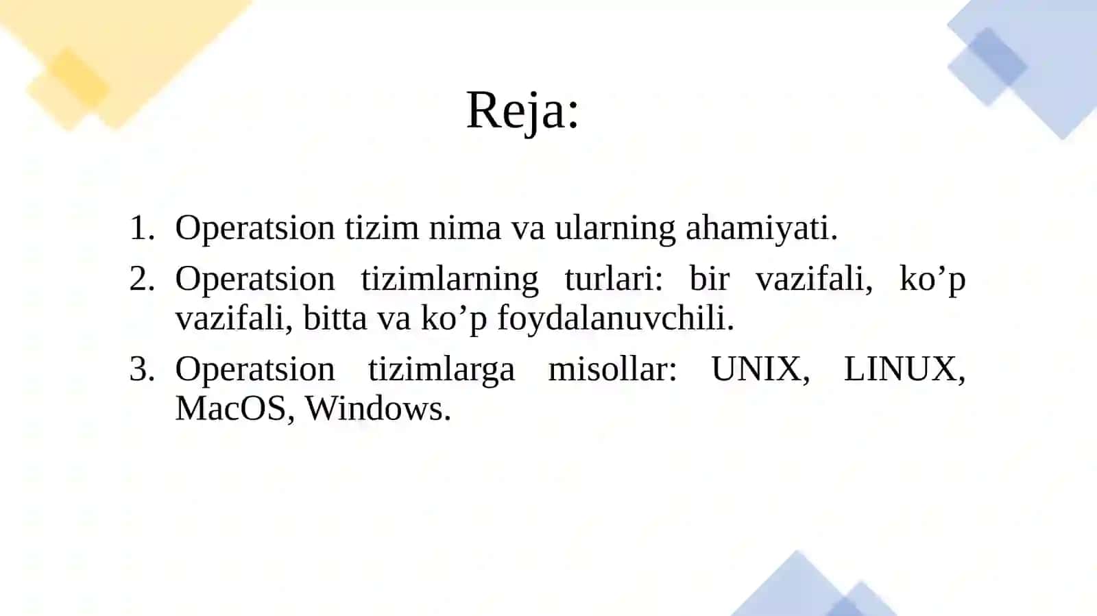Operatsion Tizimlar 2