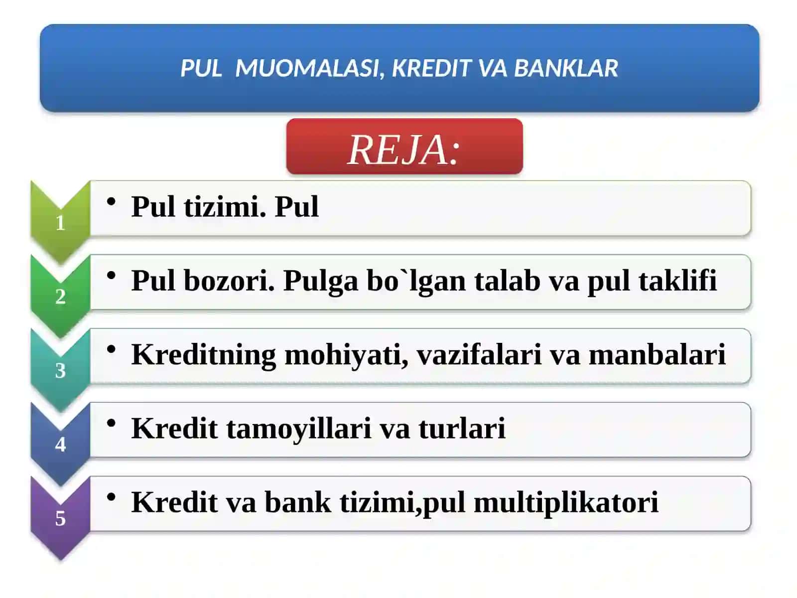 Pulning vazifalari 2