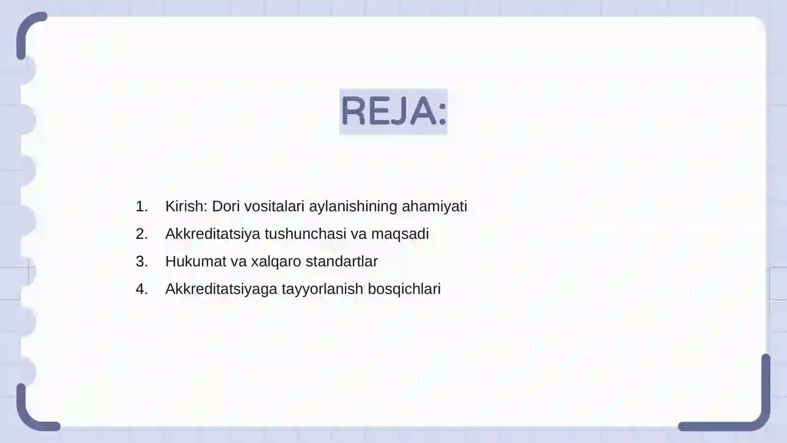 Dori vositalari aylanishi sohasida akkreditatsiya qilish prezentatsiya 2