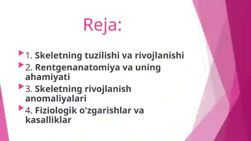 suyaklarining rentgenanatomiyasi.Skeletning rivojlanish anomalyalari 2