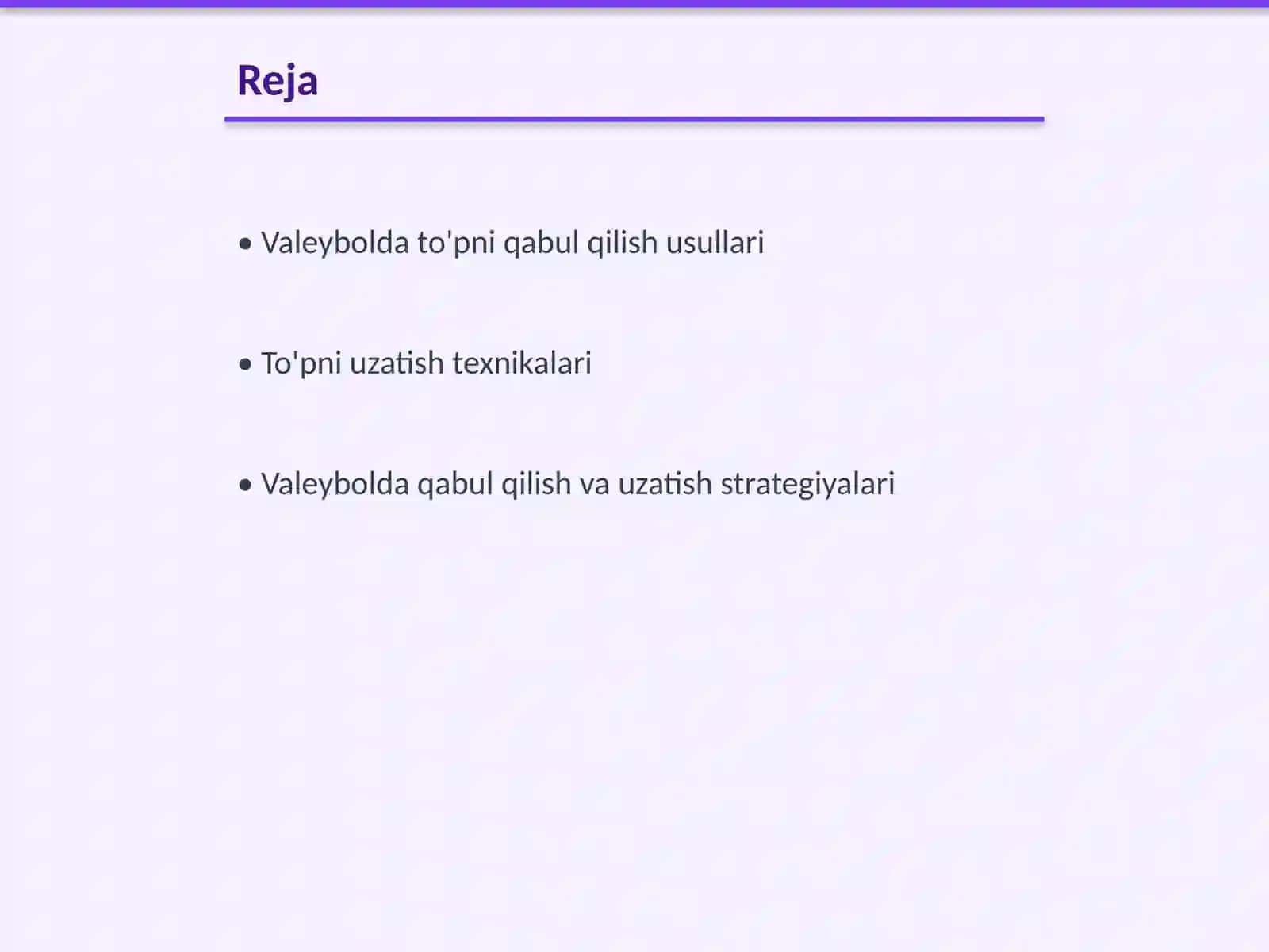 Valeybolda topni qabul qilish va uzatish texnikasi 2