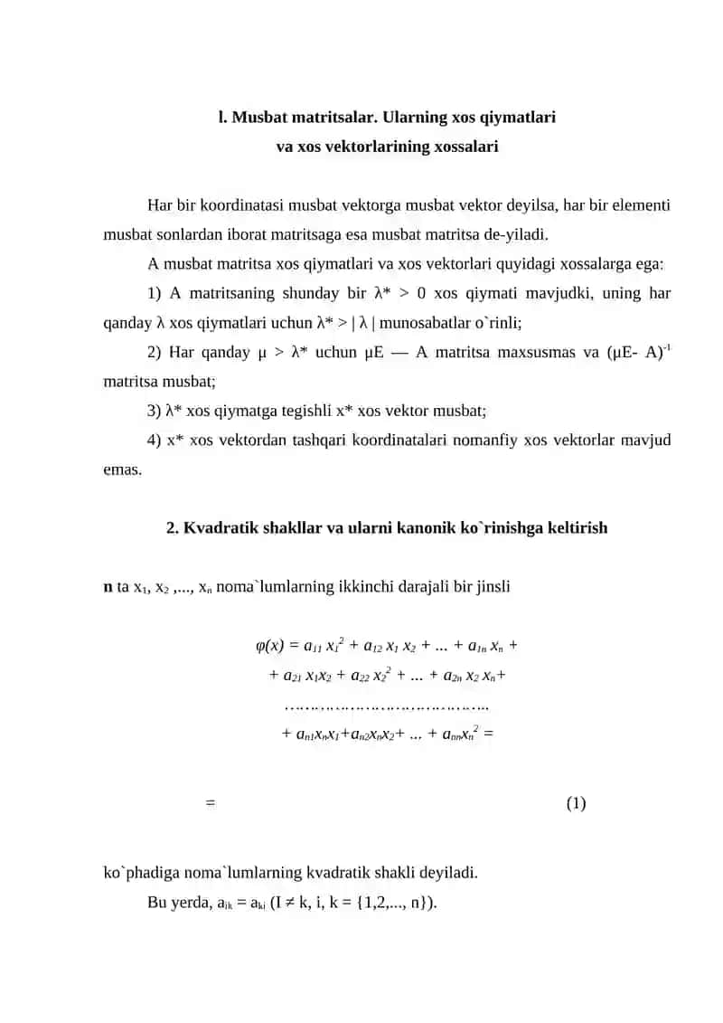 Kvadratik formulaning kanonik shakli 2