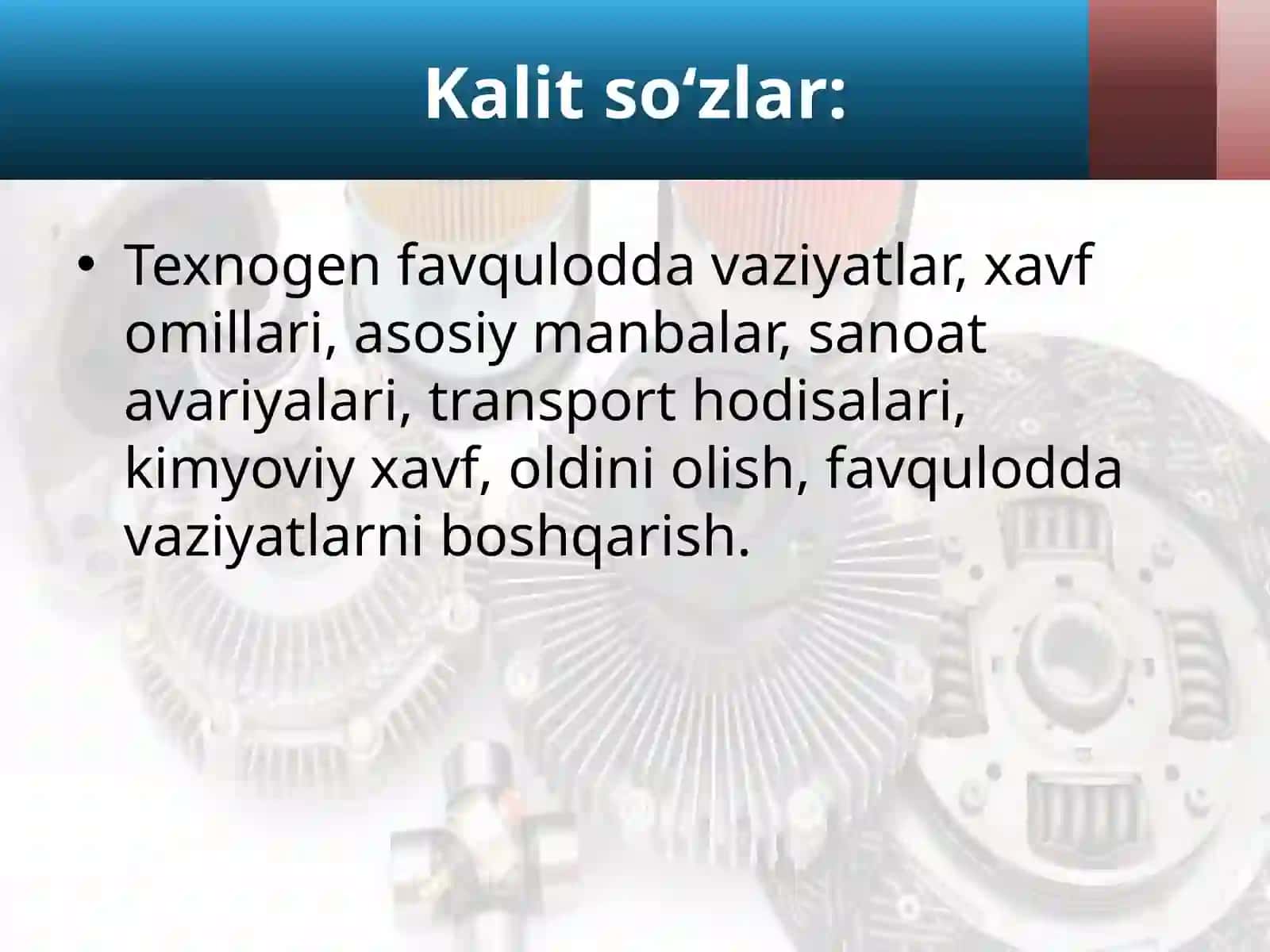 Texnogen favqulodda vaziyatlar asosiy manbalari 2