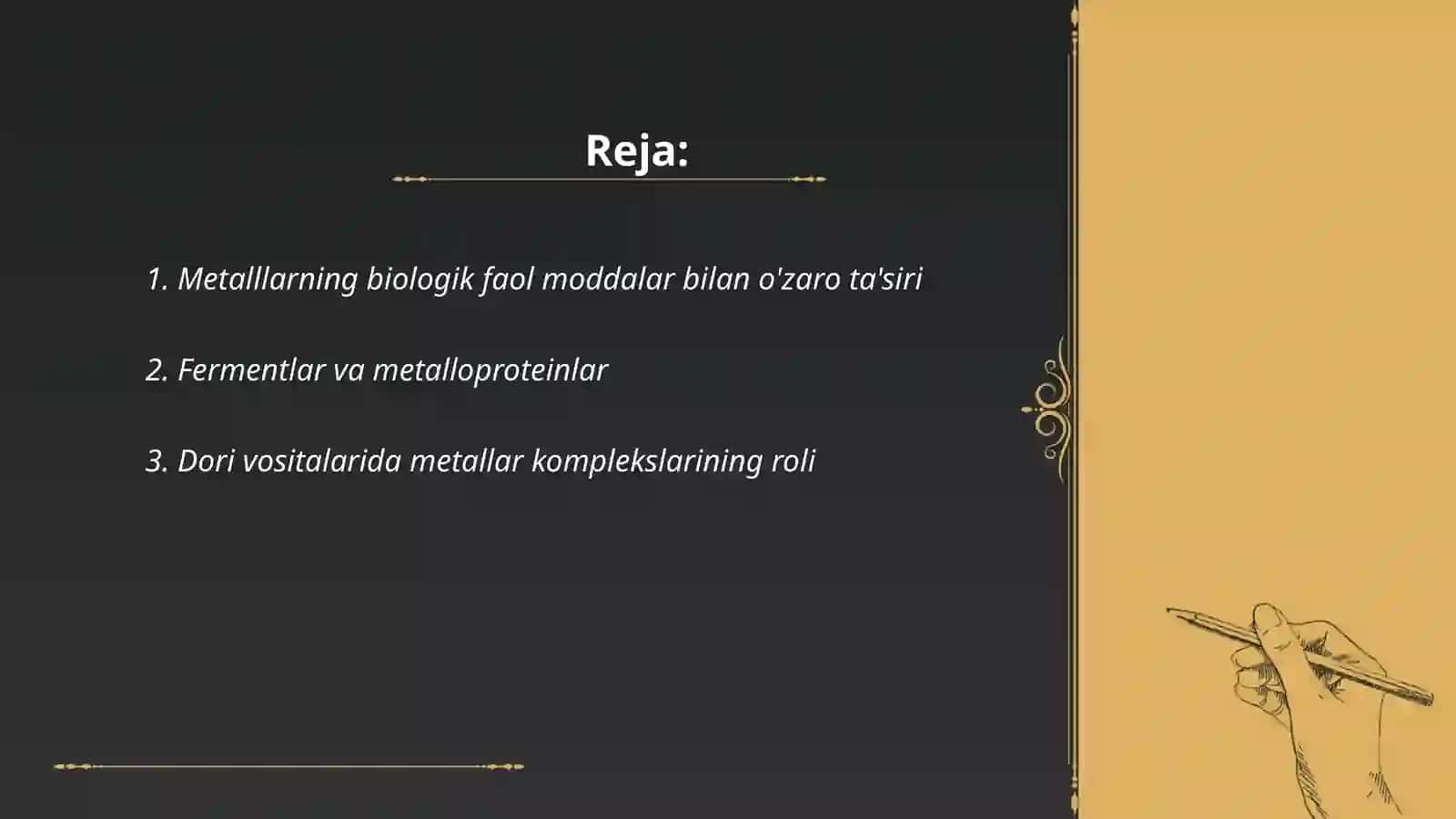 Bionoorganik kimyo fanining amaliy ahamiyati 2