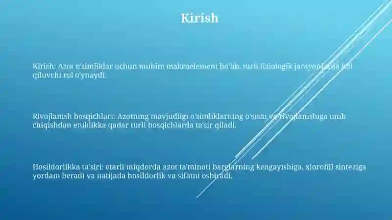 Azotning O'Simliklarni Rivojlanish Davrlari Va Hosiliga Ta'Siri 2