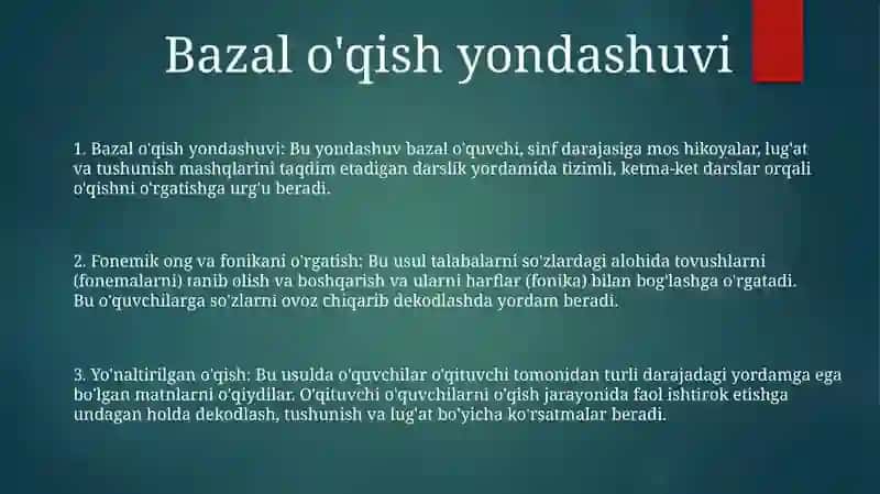 Oqish Darslarida Qo'Llanadigan Metodlarga Tavsif 2