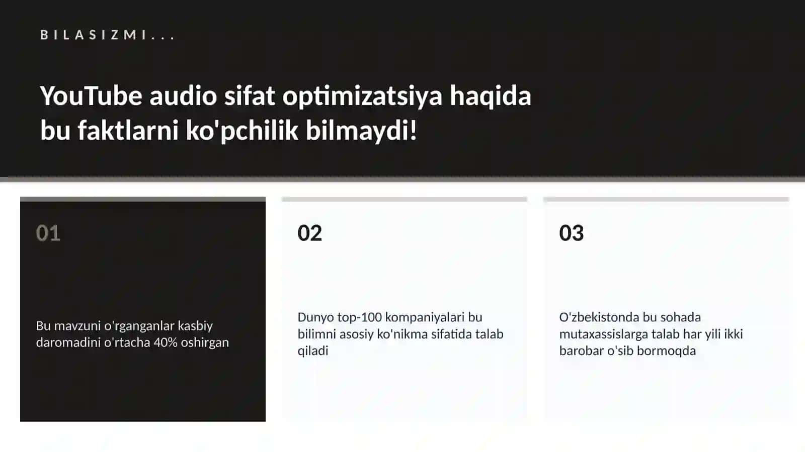 YouTube audio sifat optimizatsiya 2