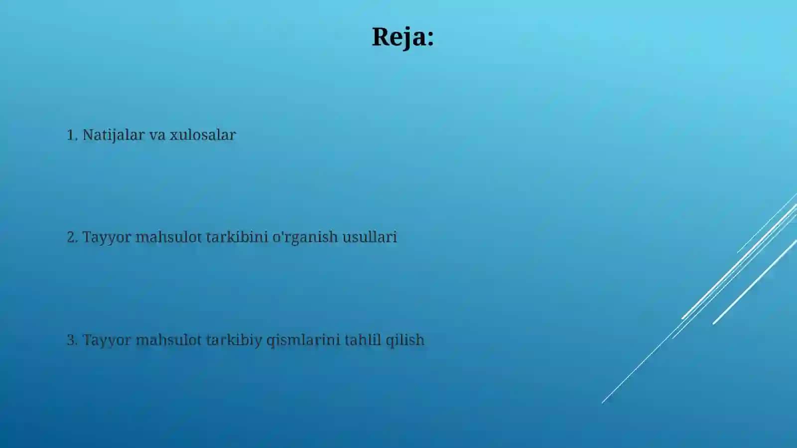 Boyitilgan mahsulotlarning tarkibini o'rganish 2