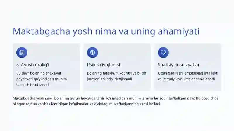 Maktabgacha yosh davri xususiyatlari 2