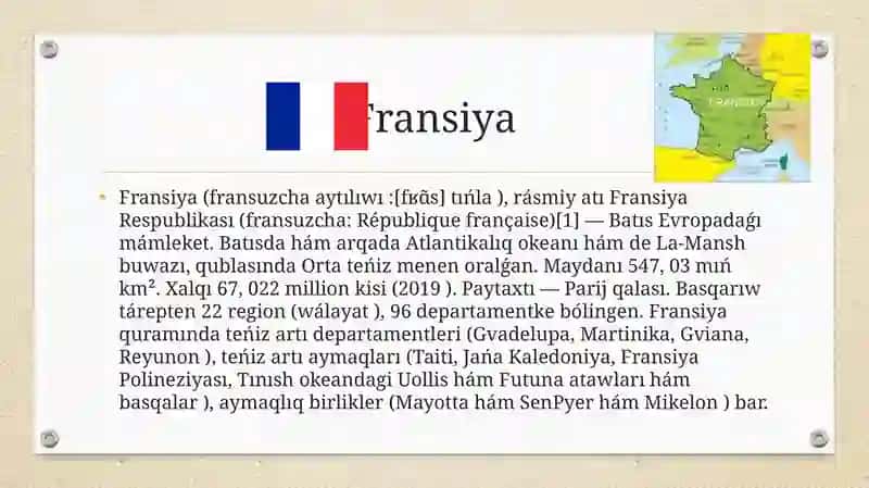 XIX-XXI a'sirlerde Franciyada geografiyanin rawajlaniwi 2
