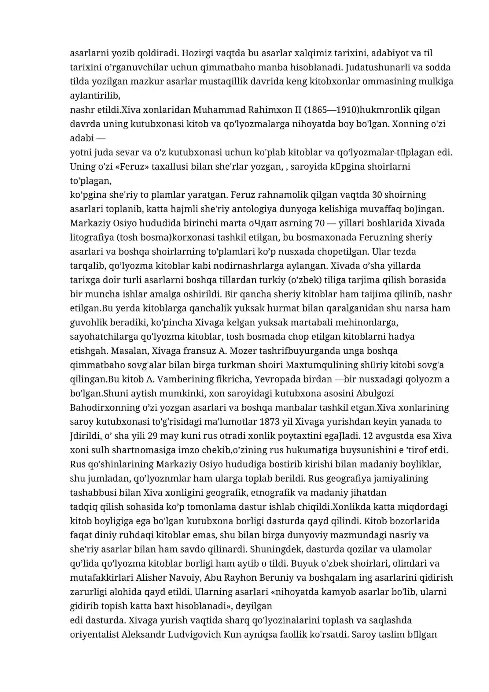Sharq qо‘lyozma kitoblarini tо‘plash va saqlashda Turkistondagi mahalliy muassasalar va olimlarning rolini yoriting 2
