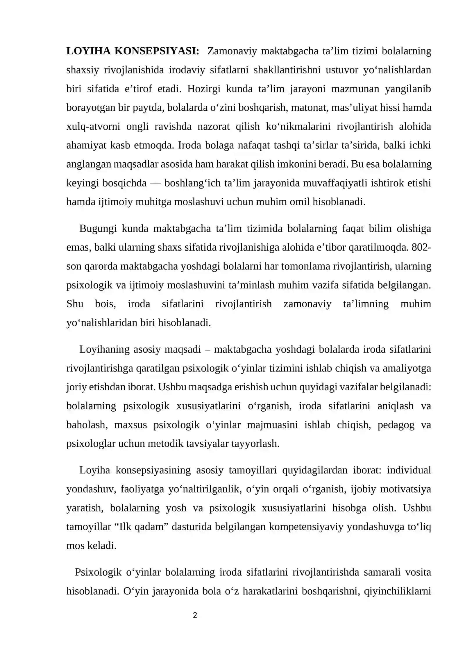 Maktabgacha yoshdagi bolalarda iroda sifatlarini rivojlantirish uchun psixologik o’yinlarmi tashkil etish 2