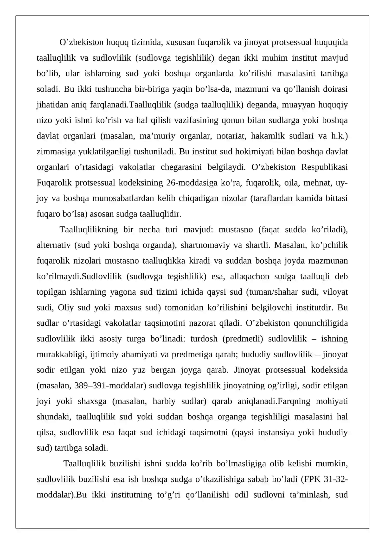 Taalluqlilikni sudlovlilikdan farqi 2