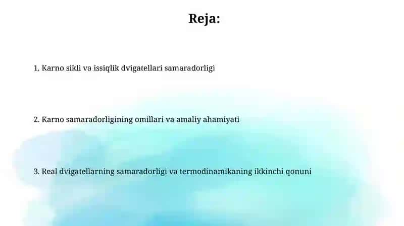 Karno sikli va issiqlik dvigatellari 2