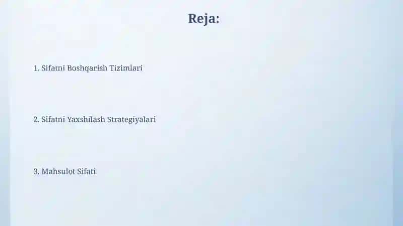 Mahsulot sifati va sifat boshqaruvi 2
