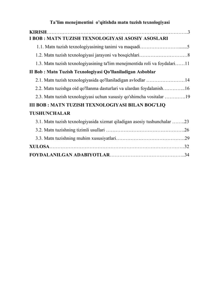Ta’lim menejmentini o’qitishda matn tuzish texnologiyasi. 2