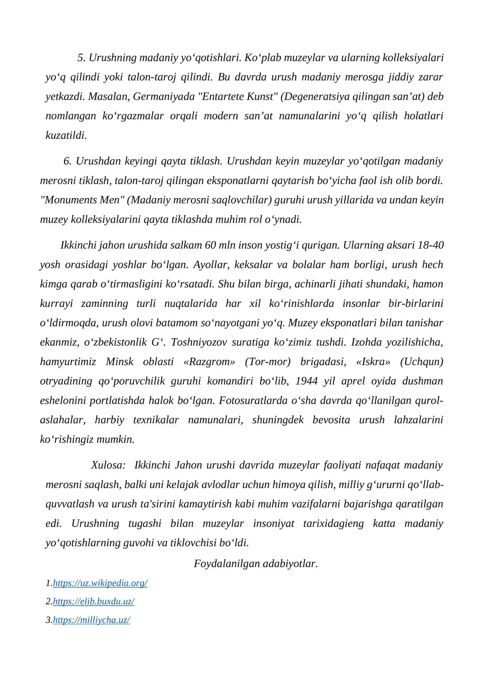 Ikkinchi jahon urushi davrida muzeylar faoliyati 2
