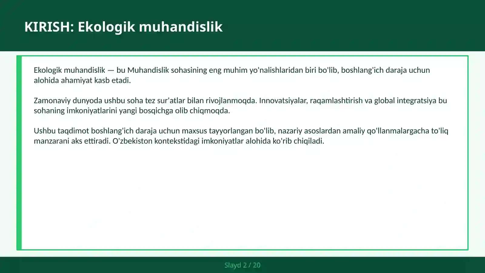 Ekologik muhandislik 2