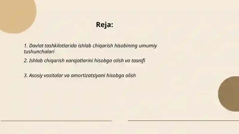 davlat tashkilotlarida tovarlar ishlab chiqarishni tashkil etishni hisobi 2