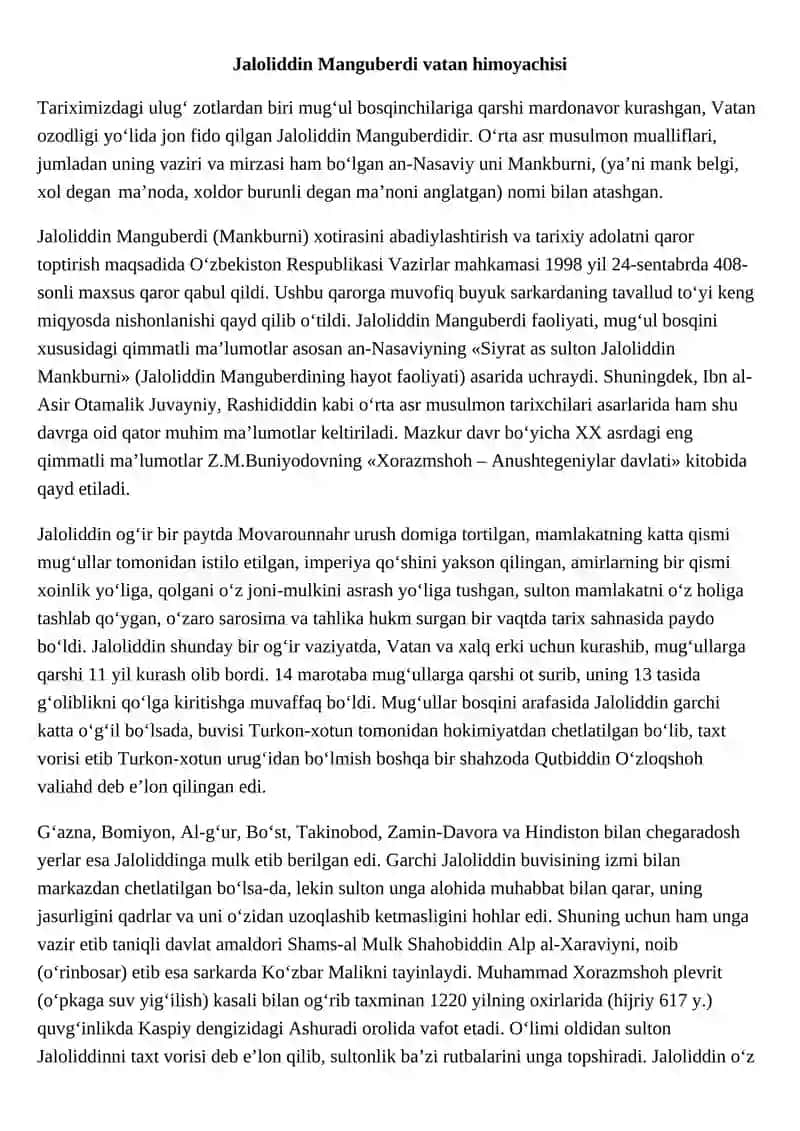Jaloliddin Manguberdi vatan himoyachisi 2