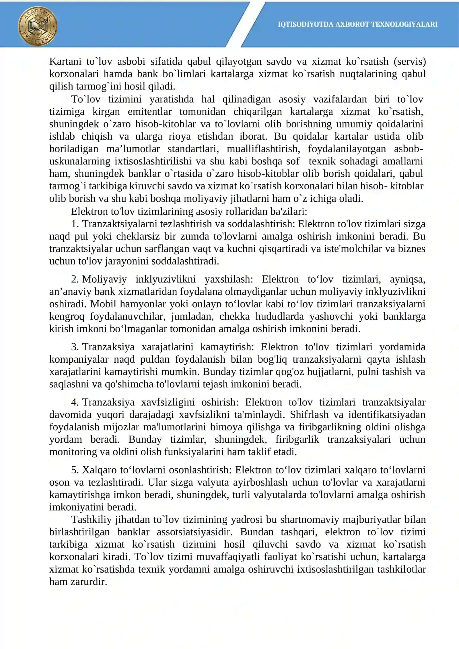 Elektron to‘lov tizimlari va fintex innovatsiyalari 2