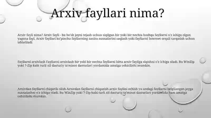 Fayllarni Arxivlash Va Arxiv Fayllarni Ochish 2