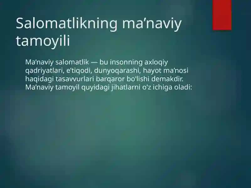 Salomatlikning ma’naviy va ruhiy tamoyillari 2