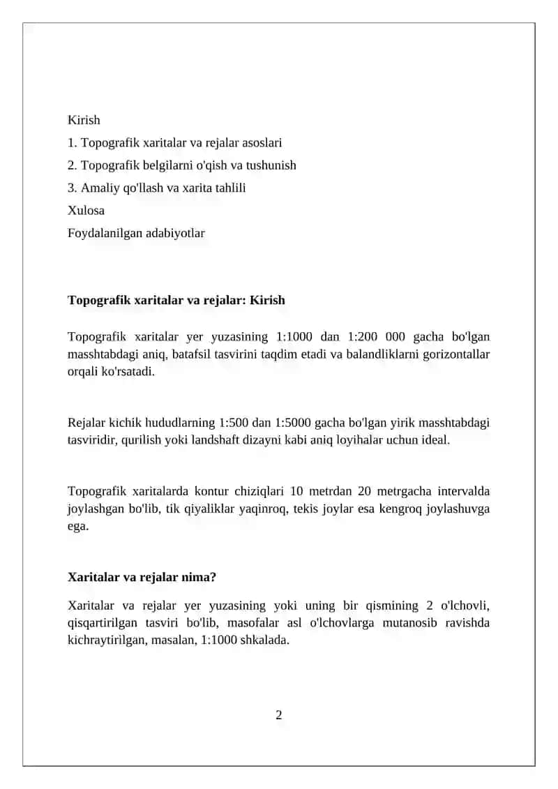 Topografik karta va plantar haqida tushuncha 2