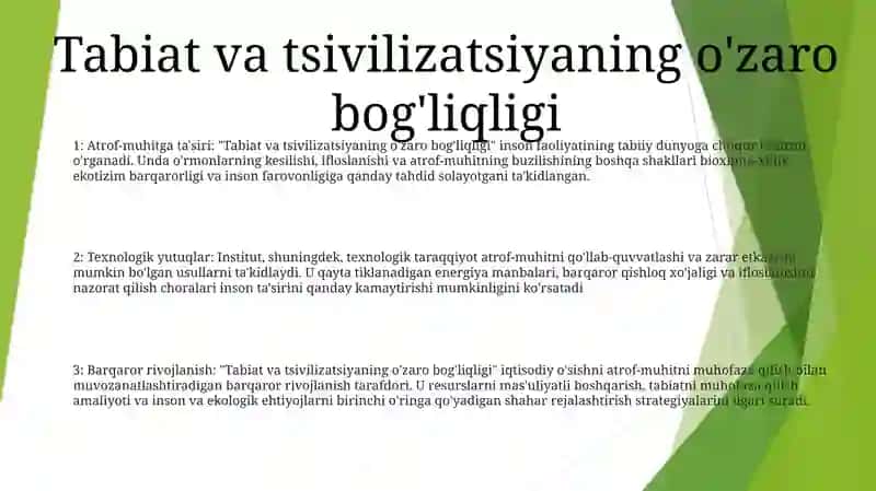 Tabiat Va Texnogin Sivilzatsiya Istitkasi 2