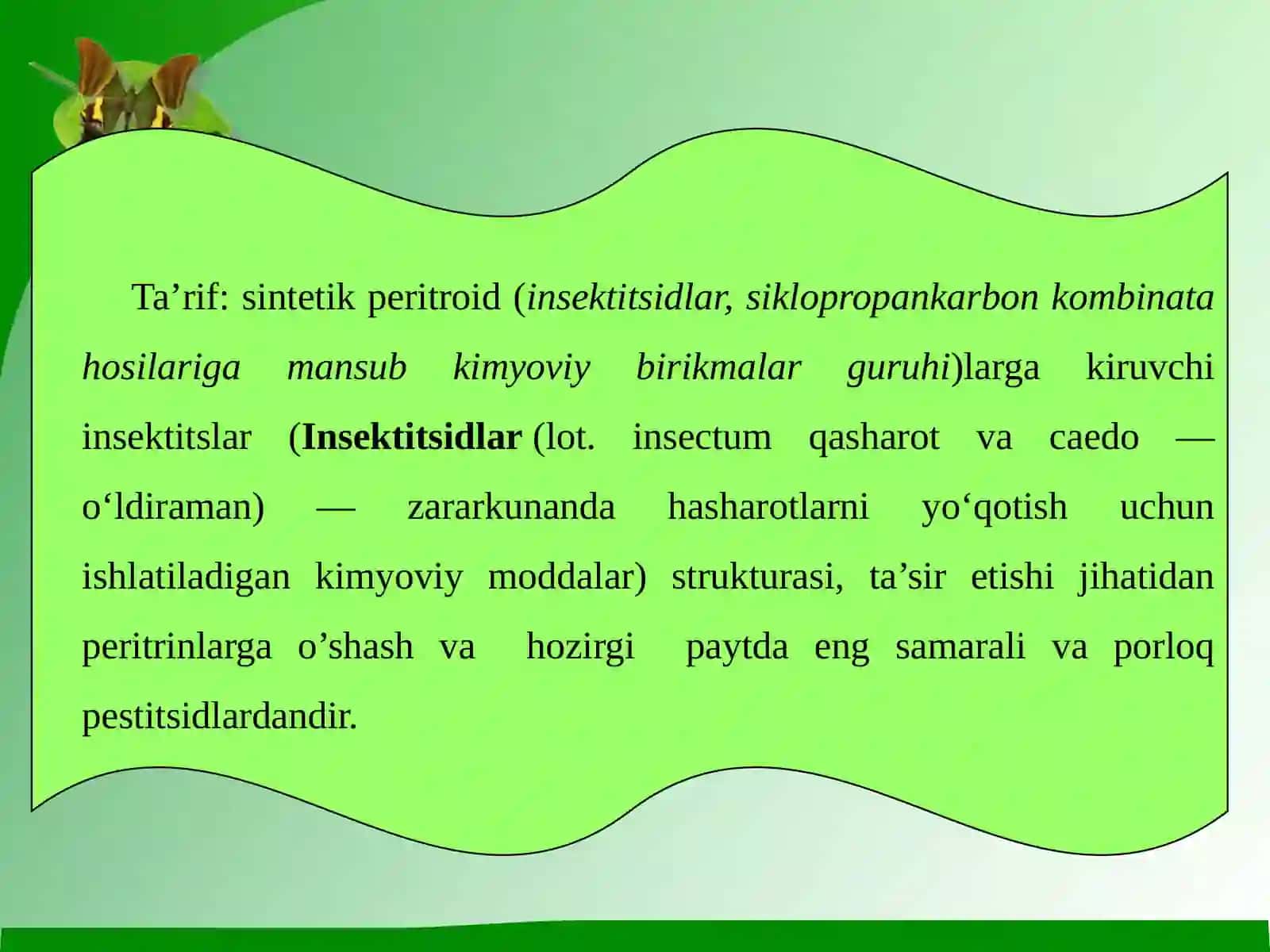 Zararkunandalarga qarshi qo'llaniladigan kimyoviy kurash vositalari 2