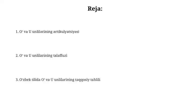 Oʻ va U unli fonemalarining ilmosi va talaffuzi 2