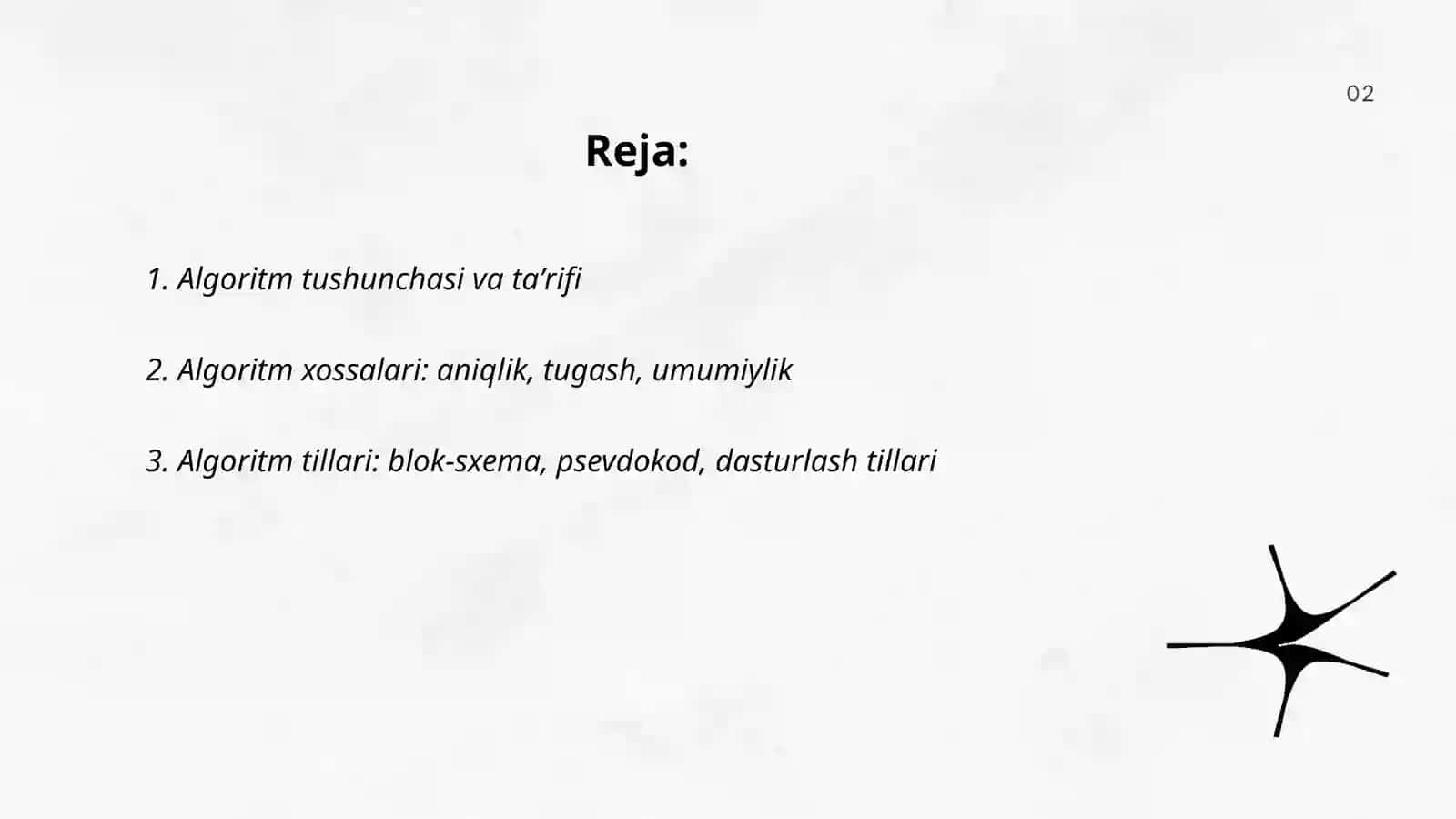 Algaritm tushunchasi 2