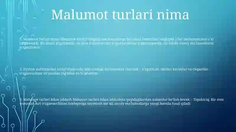 Pythonda Malumot Turlari Bilan Ishlash 2